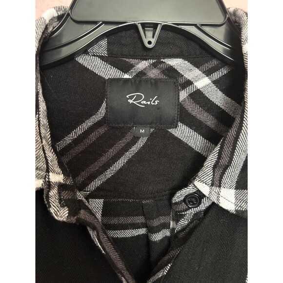 RAILS Hunter Women’s Plaid Flannel Button Up Shirt Size M White Black Grey - Picture 4 of 8